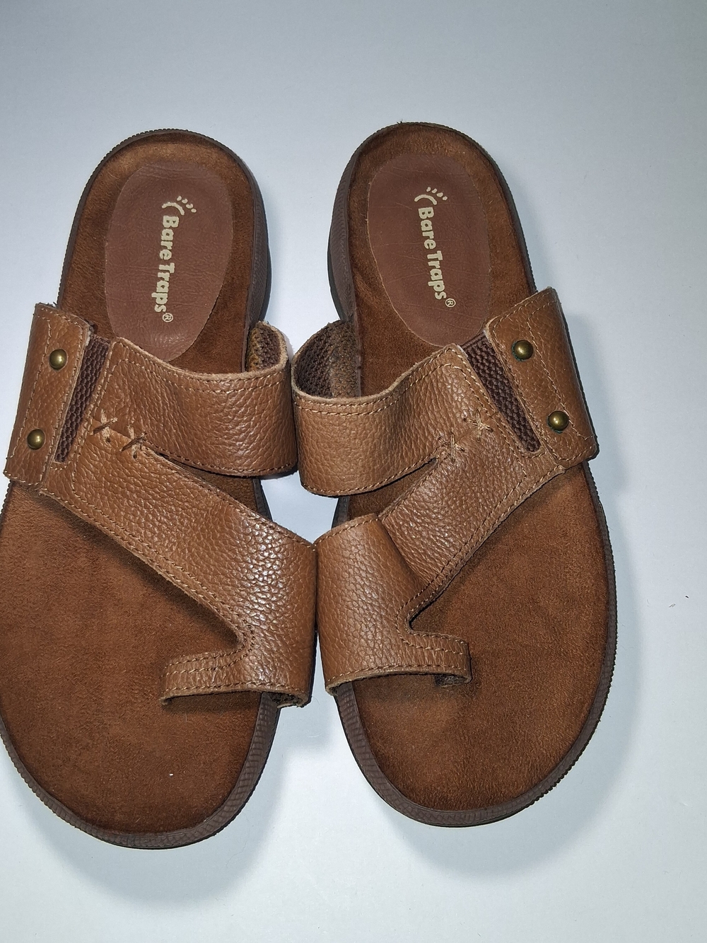 BareTraps Lainey Women's Brown Leather Slide Sandals US Size 8.5 M